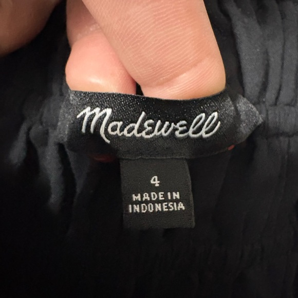 Madewell Sleeveless Wide Leg Black Linen Jumpsuit. Shirred elastic back. Pockets - Picture 14 of 16